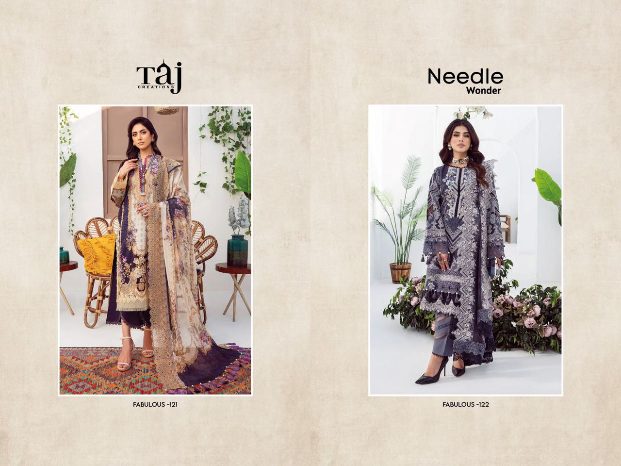 Taj Needle Wonder Pure Cotton Pakistani Suits Catalog
